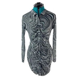 (NWT) Justify Long Sleeve Button Down Mesh Dress (L)